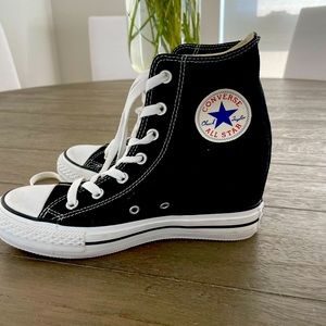 Converse, black, high top sneakers. Size 8
